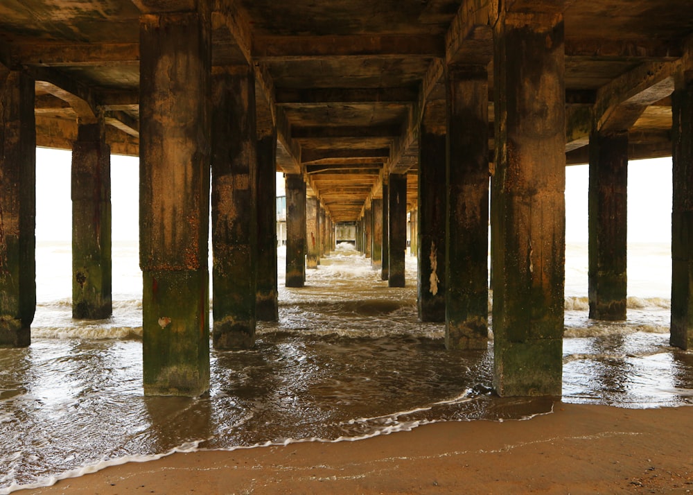 brown wooden dock on water