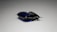 A close-up of a single laundry detergent pod with a combination of dark blue and clear gel segments, packaged in a transparent plastic wrapper. The background is a neutral gray, contrasting with the vivid colors of the pod.