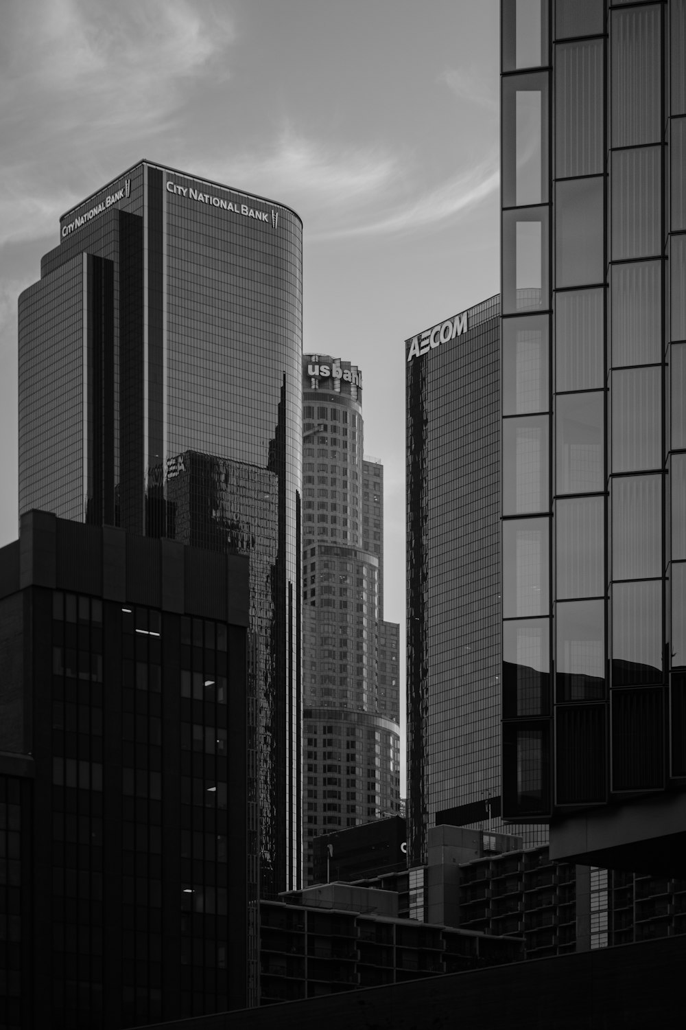 grayscale photo of high rise building