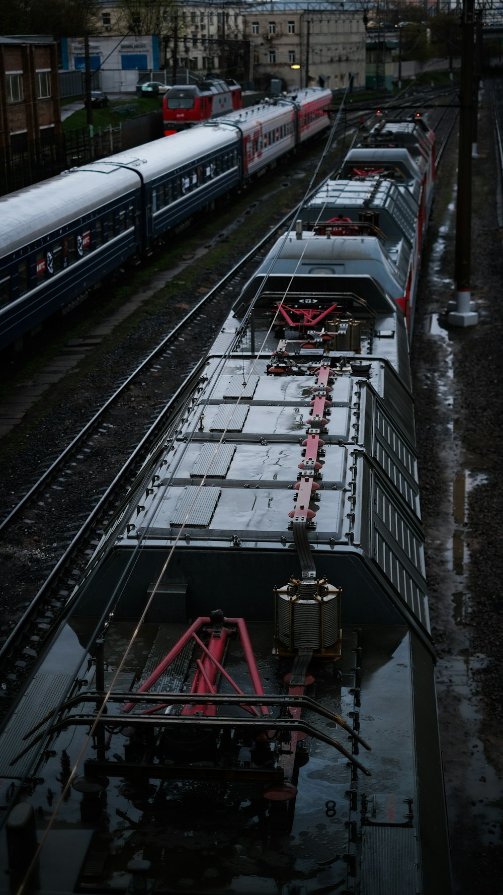 a couple of trains that are on some tracks