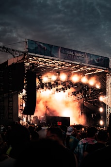 people watching concert during night time