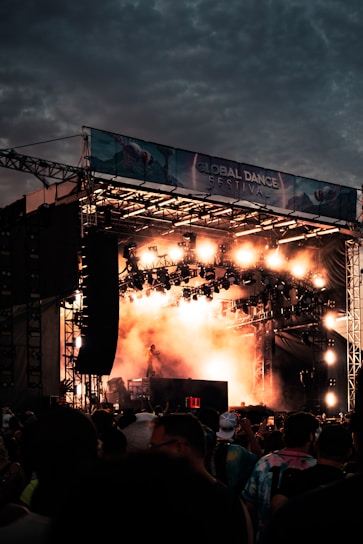 people watching concert during night time