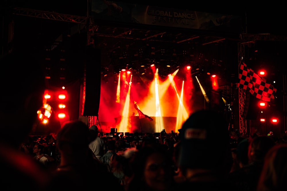 people watching concert during night time