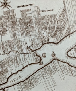 An old map of the French Quarter showcasing its layout.