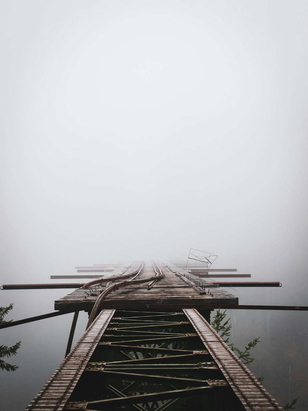 brown wooden ladder on brown wooden ladder