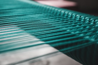 blue and white striped textile