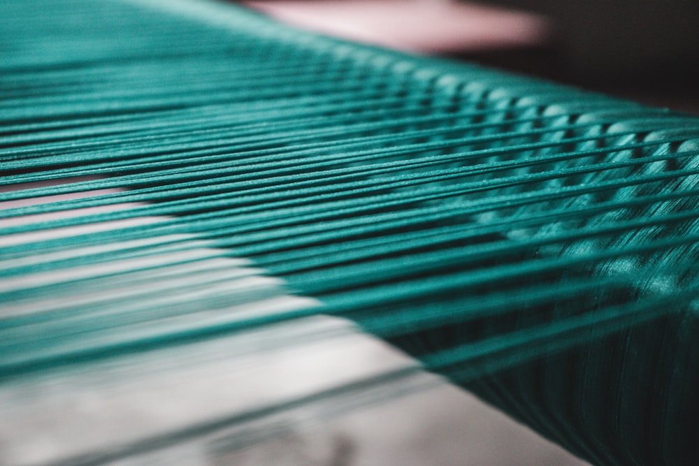 blue and white striped textile