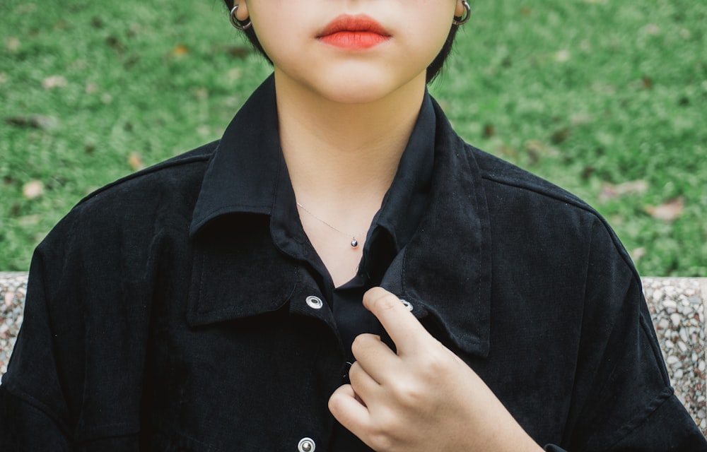 boy in black button up shirt