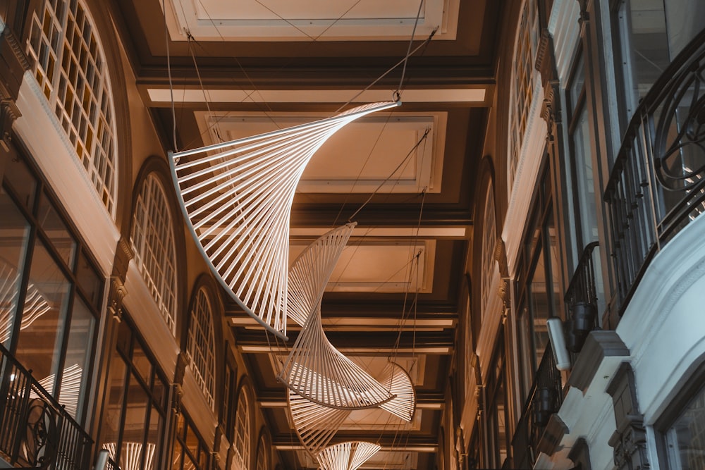 brown wooden spiral staircase in building