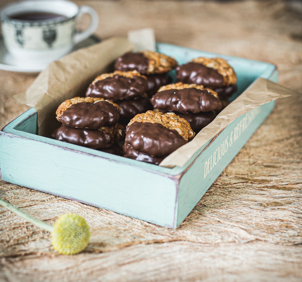 brown chocolate on white box