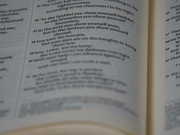 A close-up view of an open book displaying printed text in English. The pages are focused, allowing the text to be read clearly. The paper has a slightly off-white color, typical of many books.
