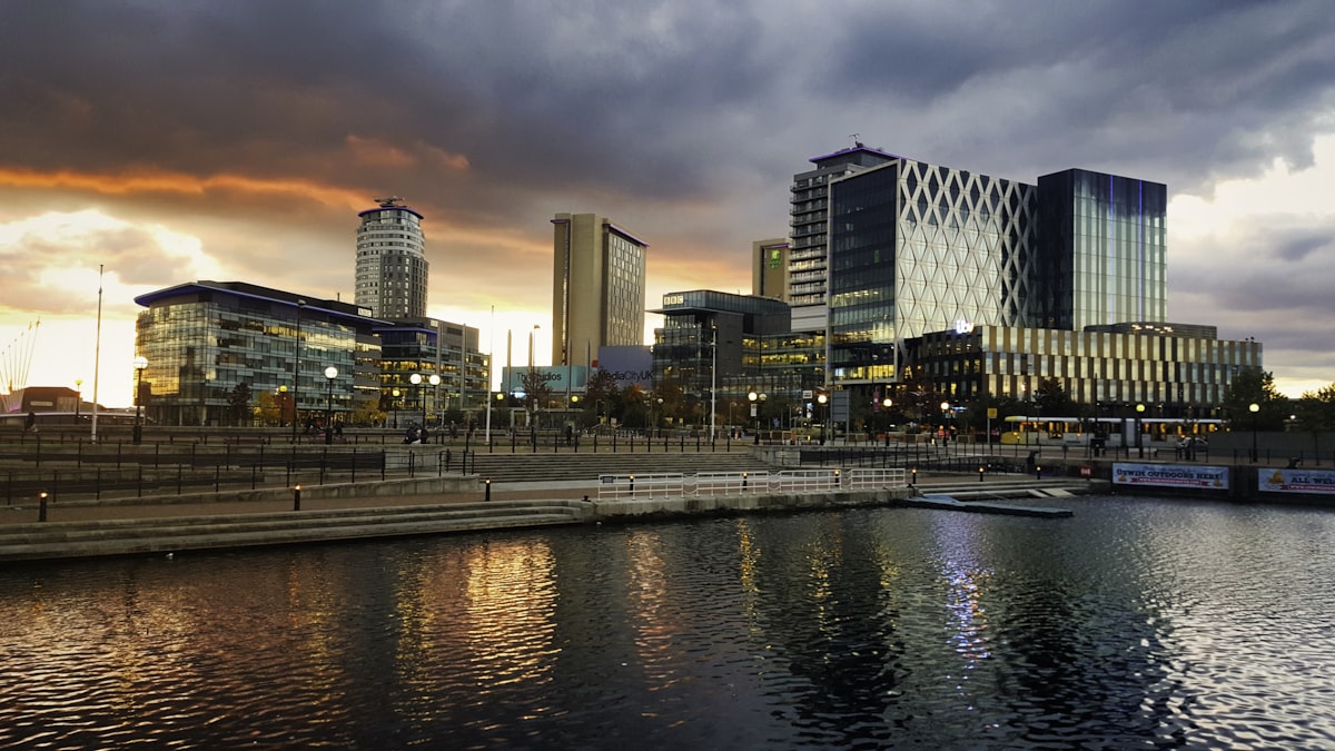 Greater Manchester skyline at night, the conurbation that includes the borough of Tameside