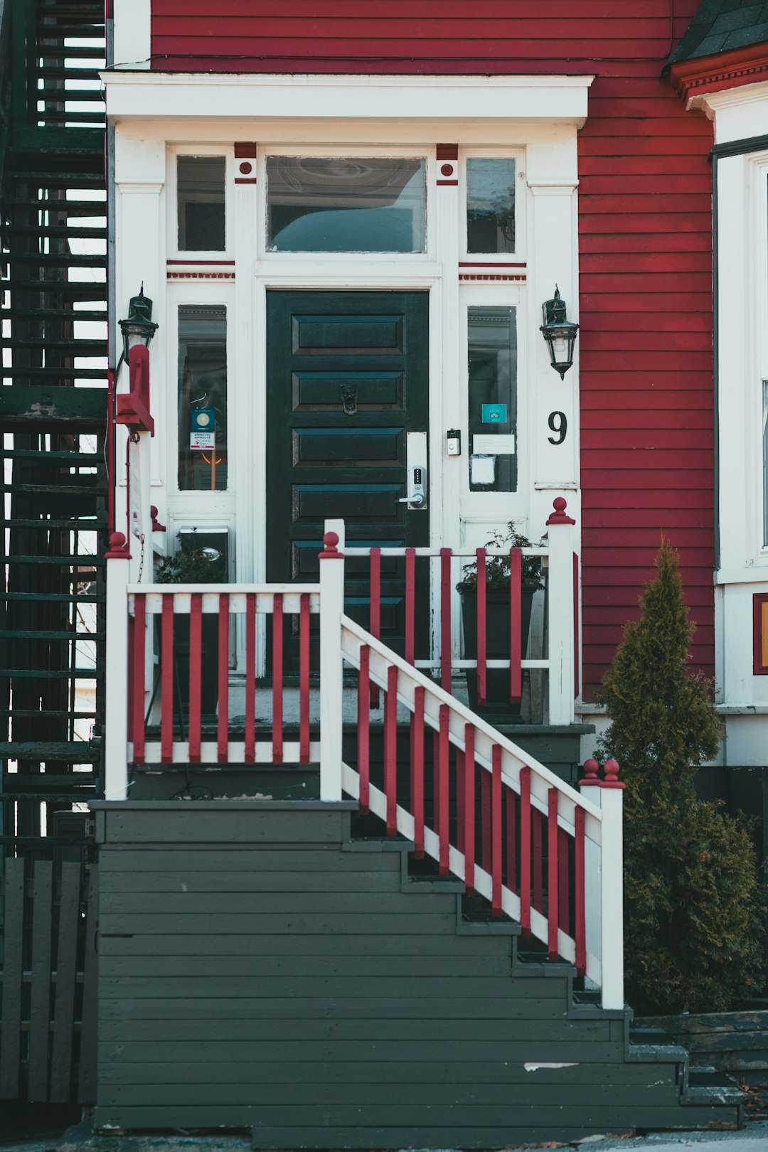 red and white wooden house