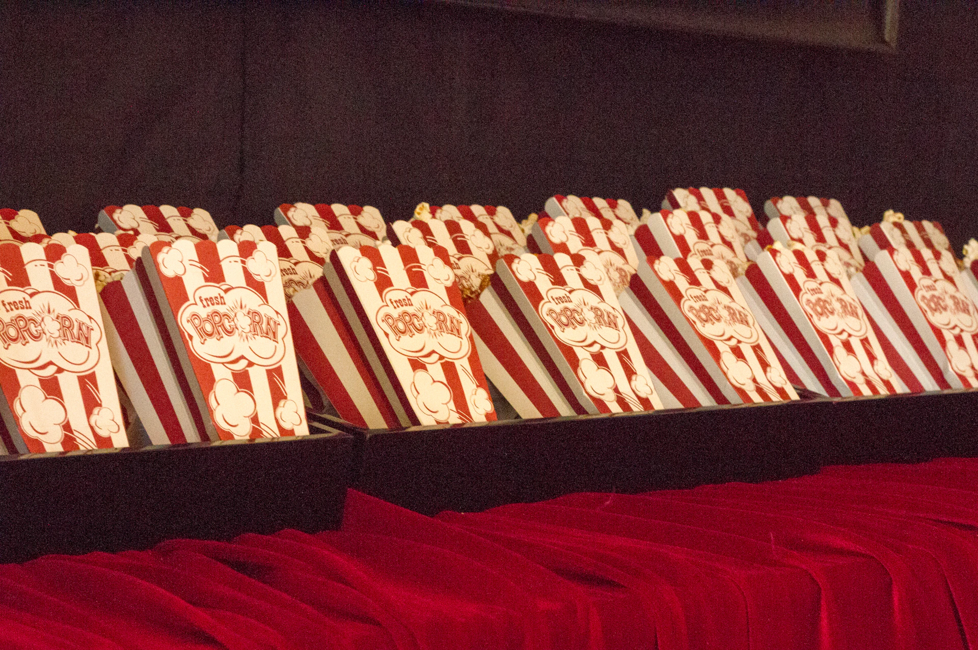 red and white theater seats