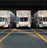 white and brown rv trailer