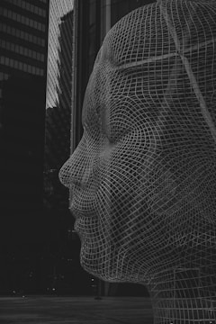 grayscale photo of net with net