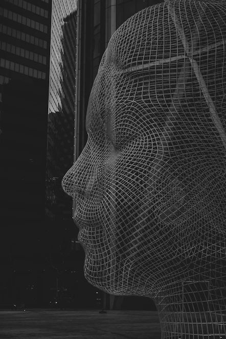 grayscale photo of net with net