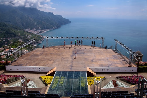 A scenic outdoor performance setting.