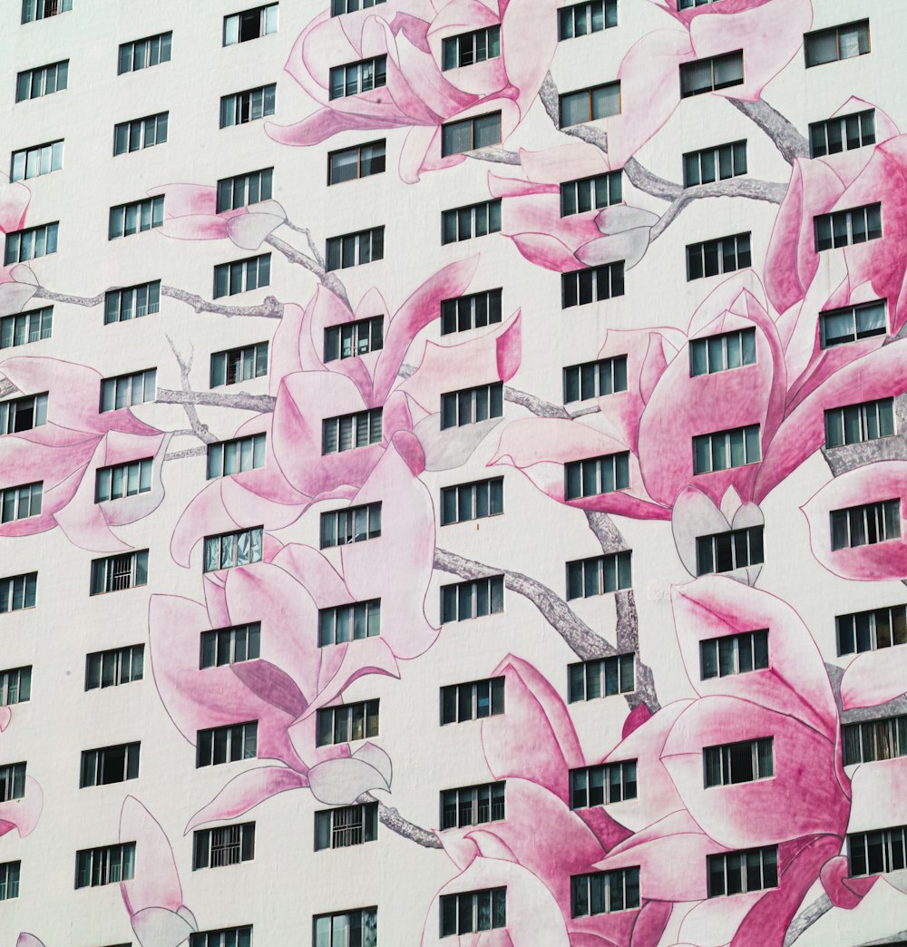 pink and white concrete building