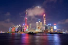 city skyline during night time