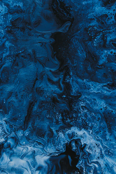 Blue water white bubbles