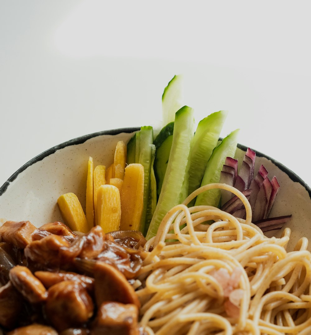 pasta dish on white ceramic bowl