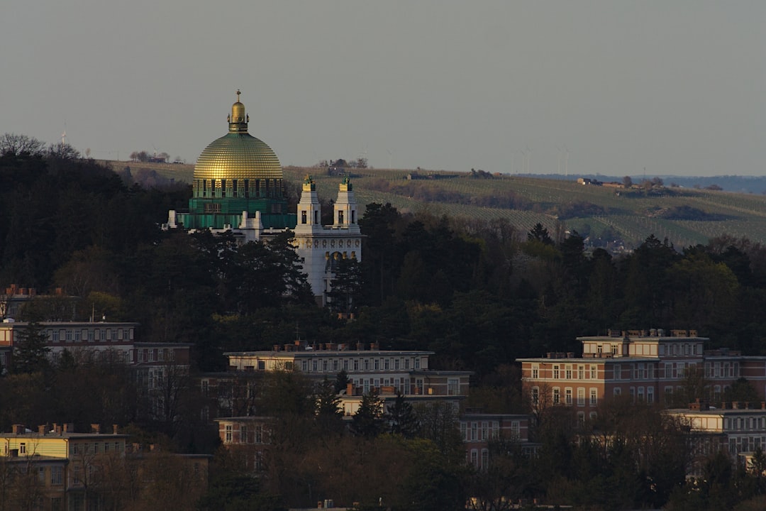 white and green dome building