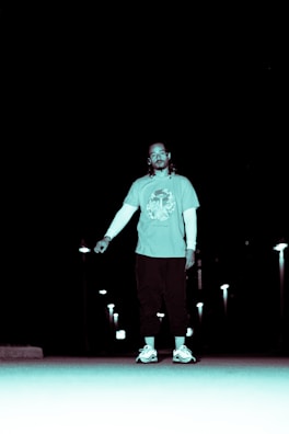 Evening cityscape with a person wearing Lumina Apparel, blending style and movement.