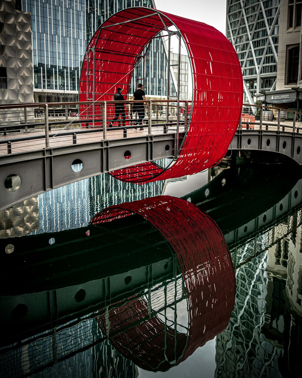 red and white spiral stairs