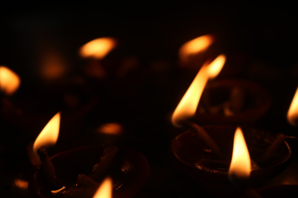 candles on black steel holder