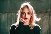 woman in black turtleneck sweater