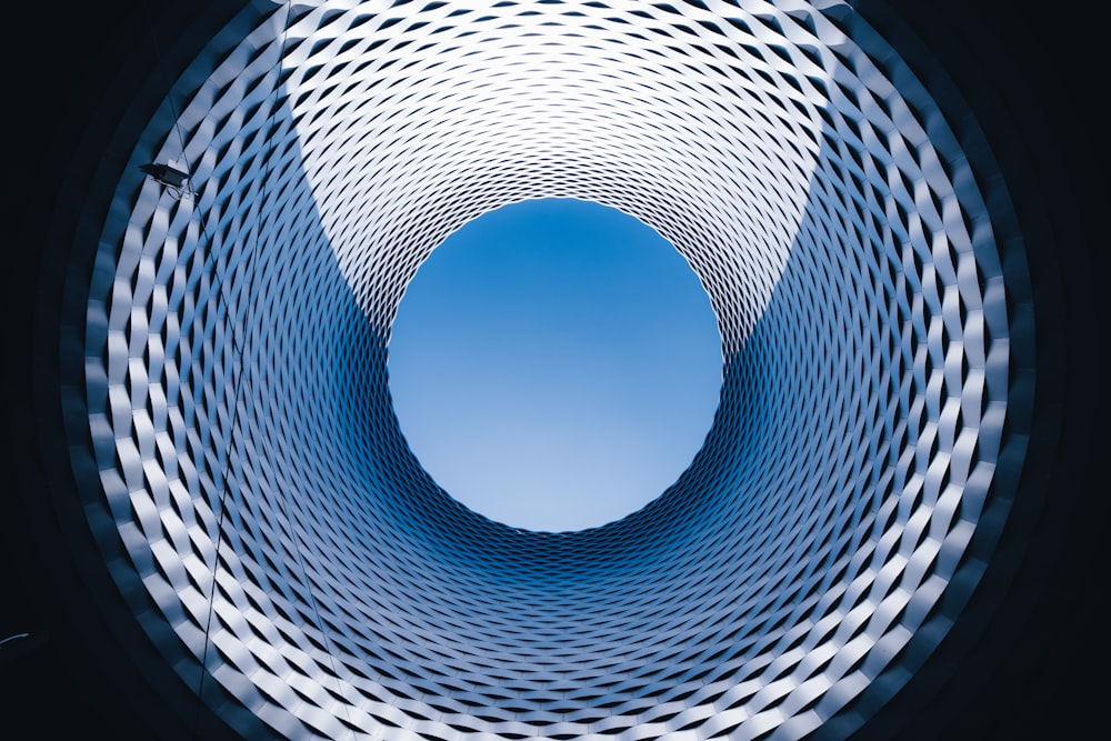 blue and white spiral tunnel
