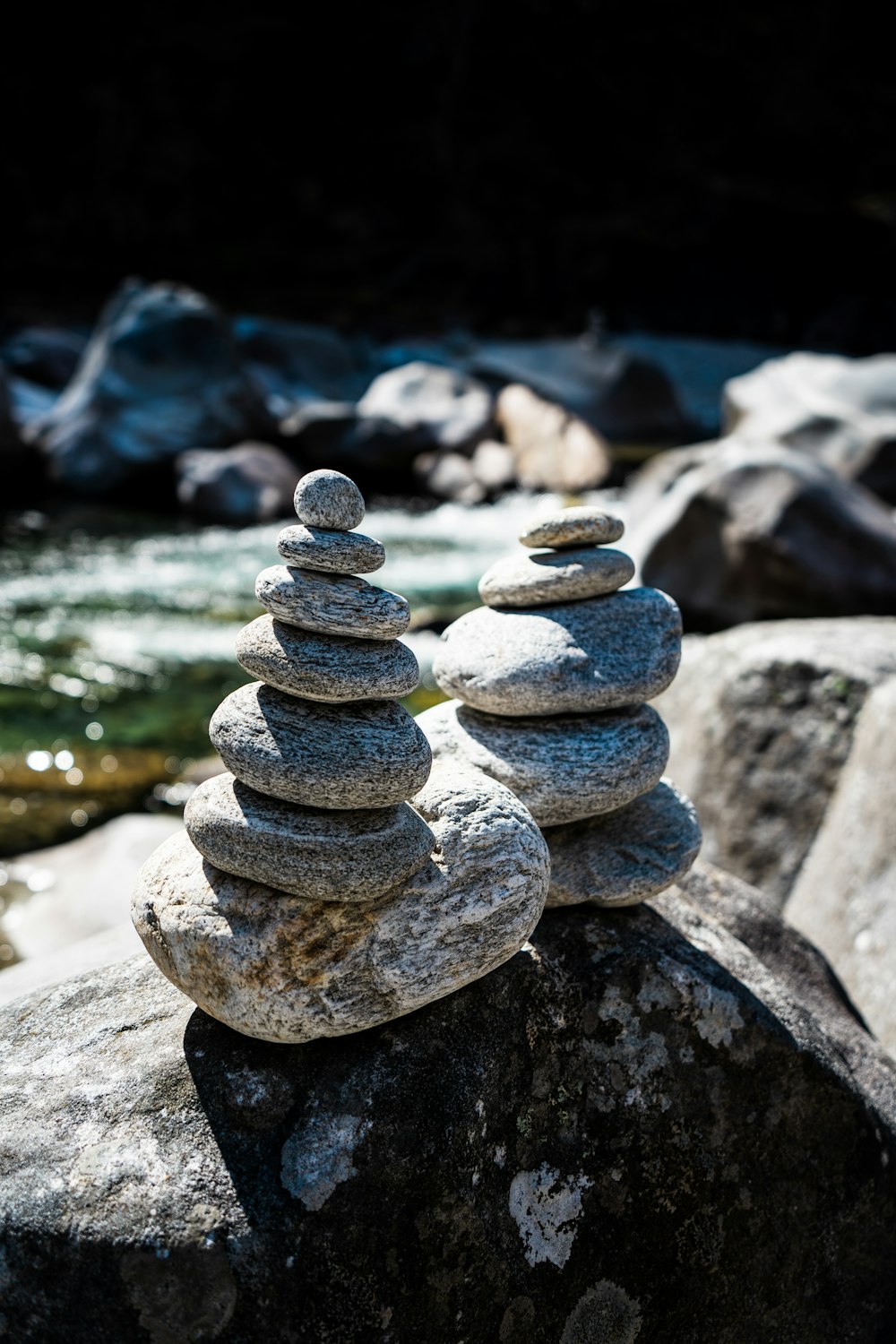 gray and brown stone stack