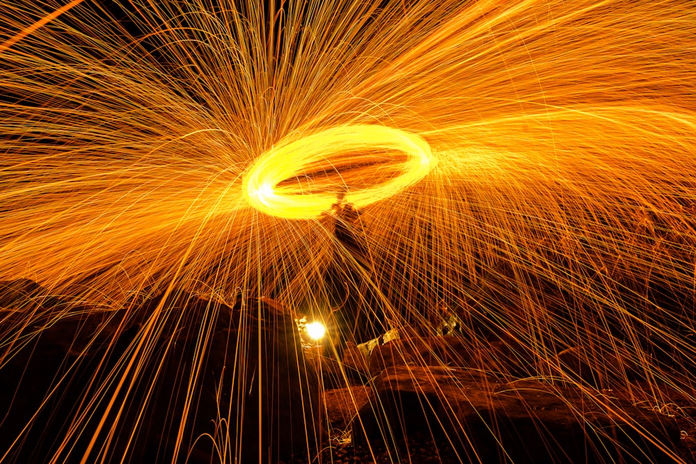 steel wool photography of fireworks during nighttime