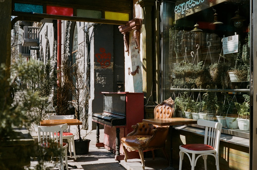 brown wooden table and chairs