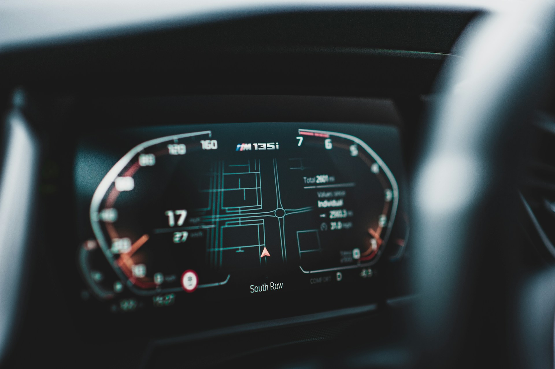 black car instrument panel cluster