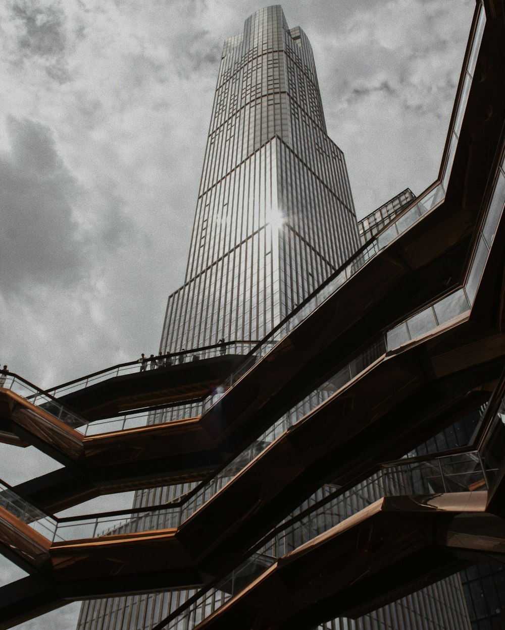 worms eye view of high rise building