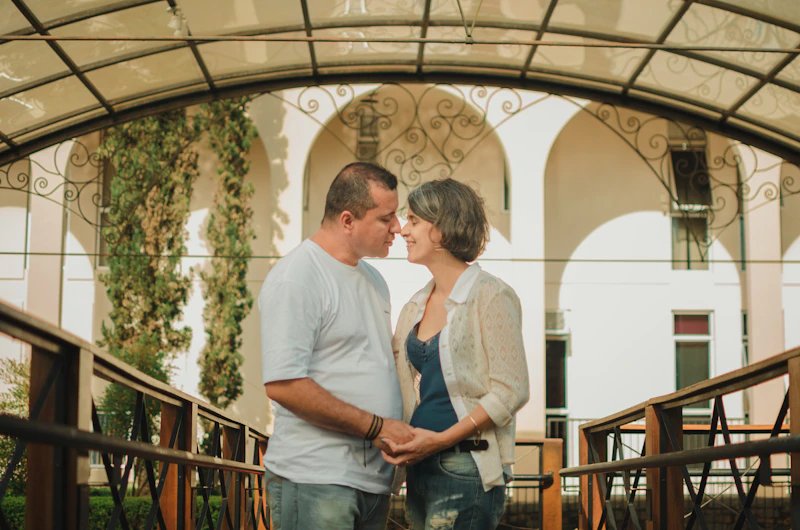 Couple in denim standing together