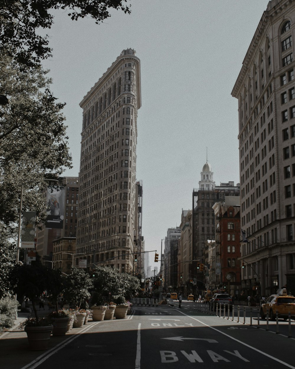 cars parked on sidewalk near high rise buildings during daytime