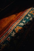 black white and red rug