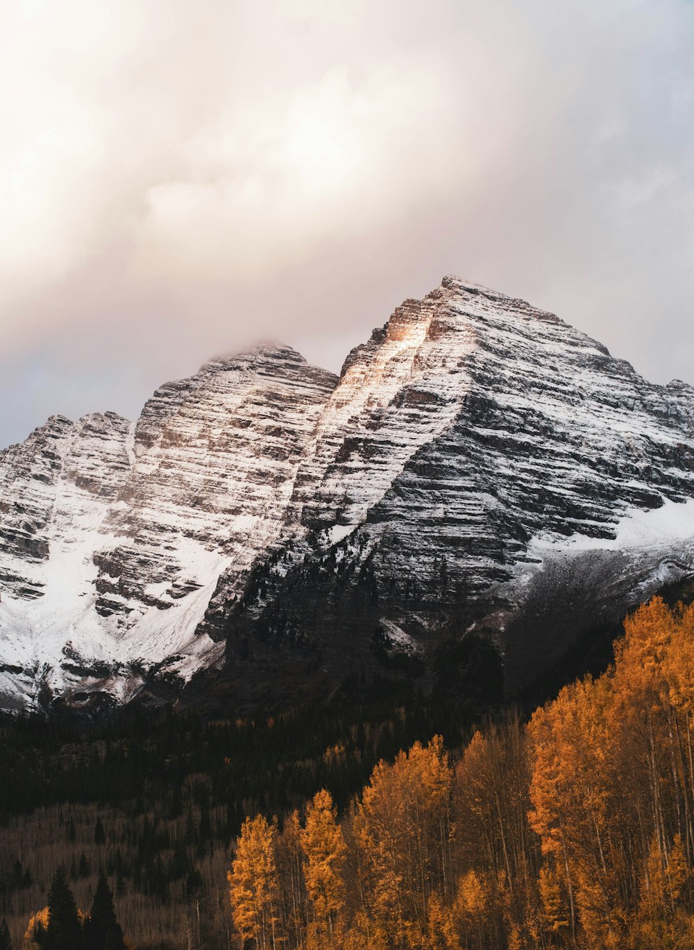 snow covered mountain during daytime