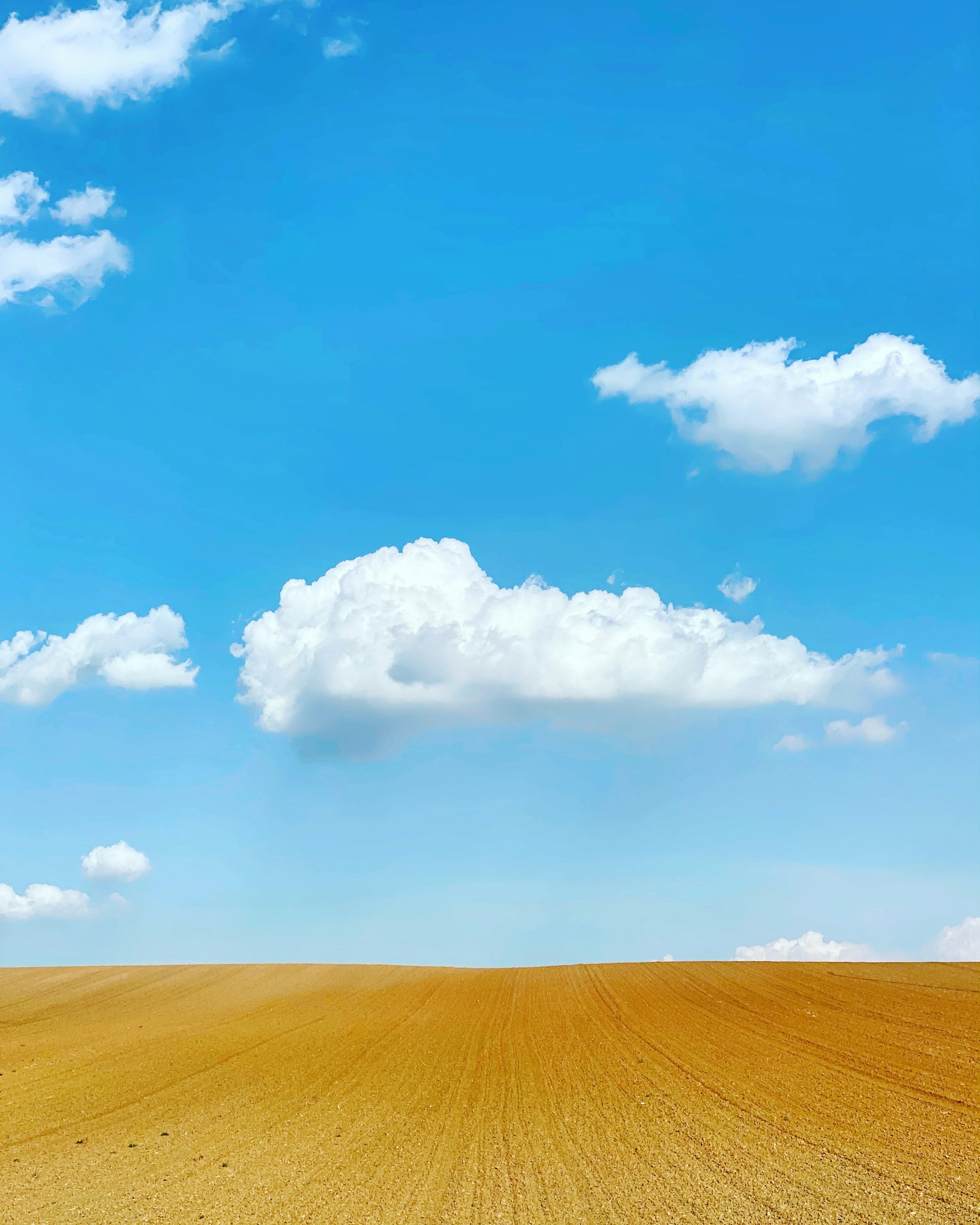 brown field under white clouds and blue sky during daytime