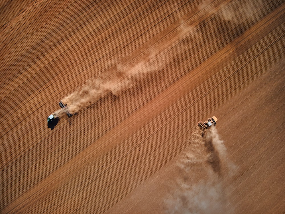 weißes und schwarzes Flugzeug tagsüber auf braunem Sand