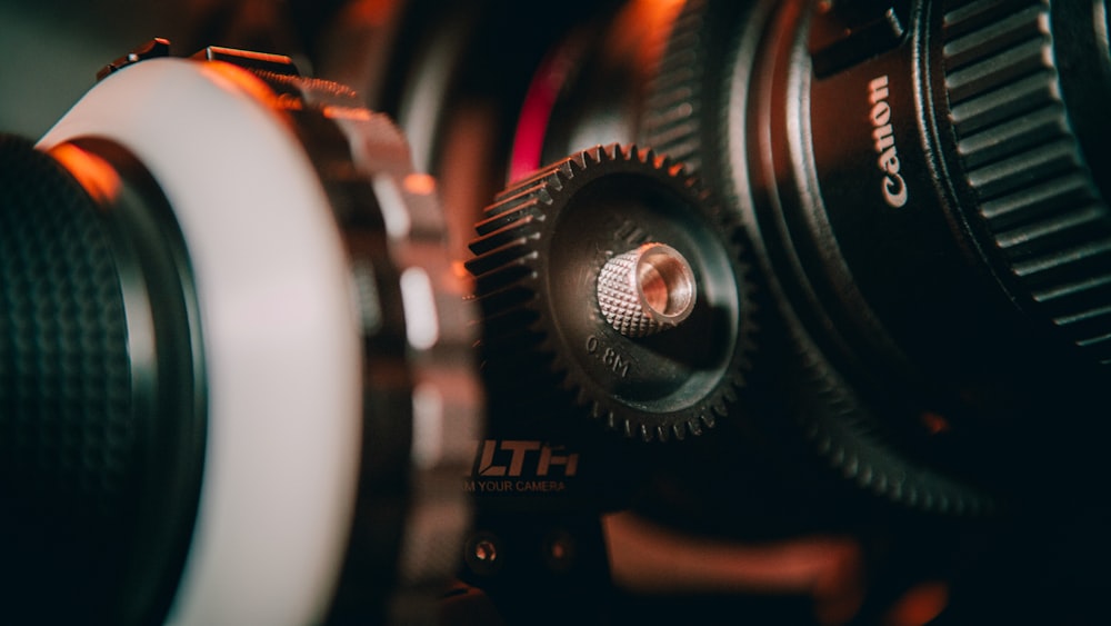 black and silver camera lens