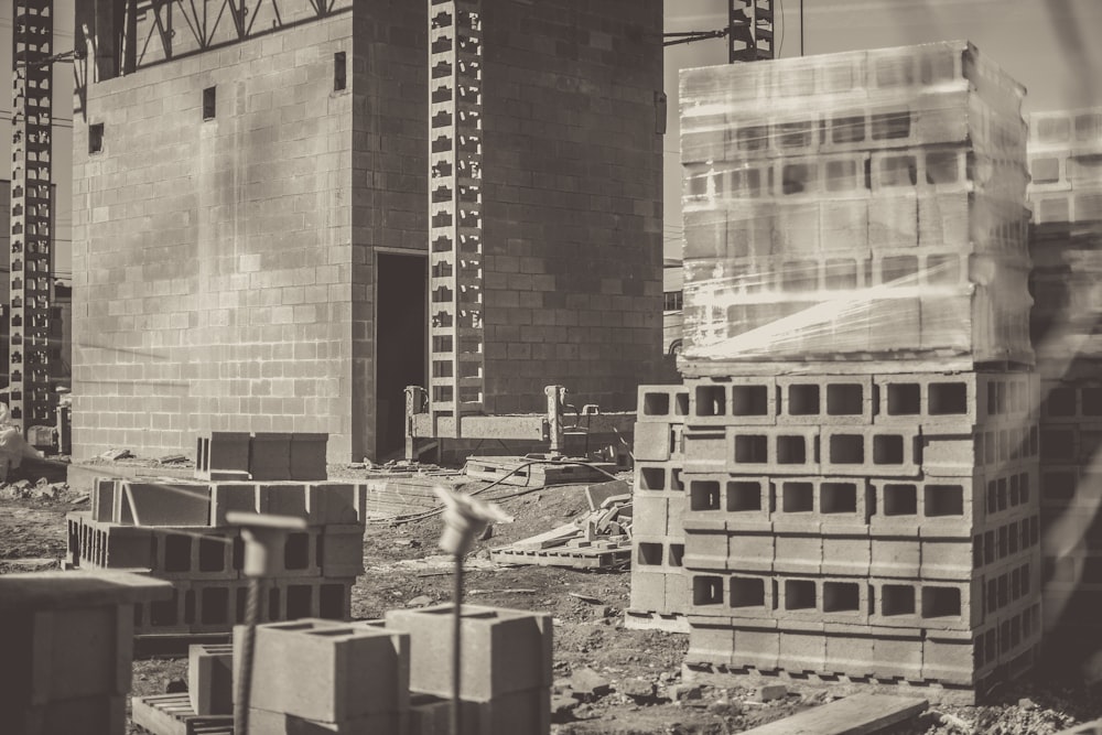 grayscale photo of concrete building