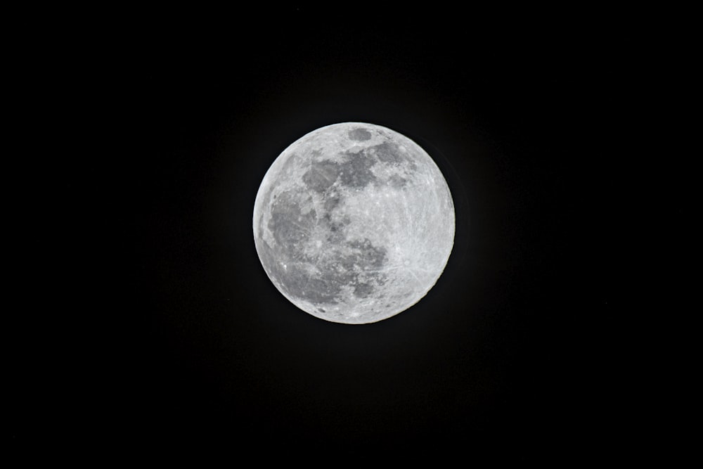 full moon in dark night sky