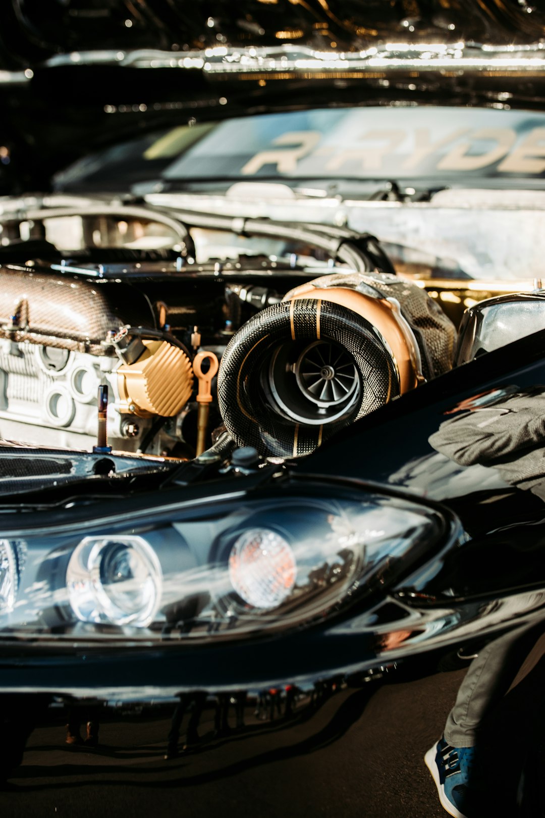 black and silver car engine