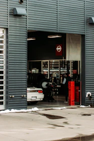 cars parked in front of building