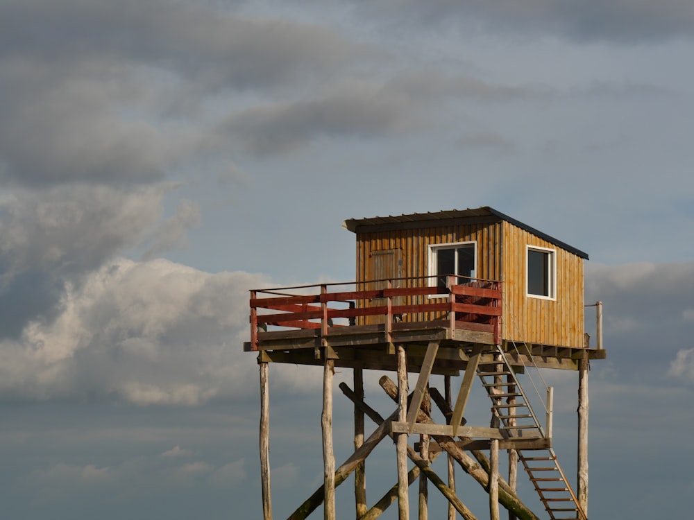 brown wooden house under cloudy sky during daytime