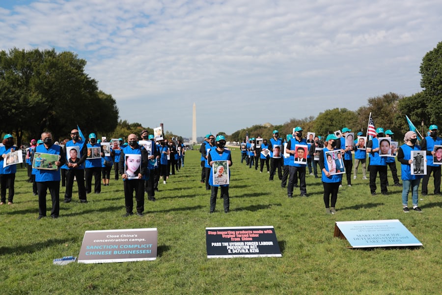 A Washington, DC, protest this year against alleged Uyghur genocide in China (Kuzzat Altay via Unsplash)